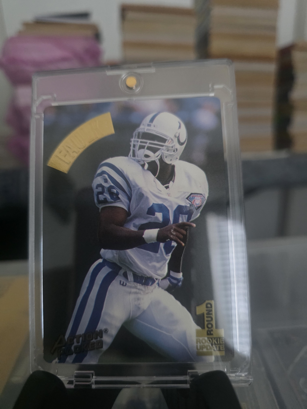 Marshall faulk Rookie Football Trading Card - White & Blue